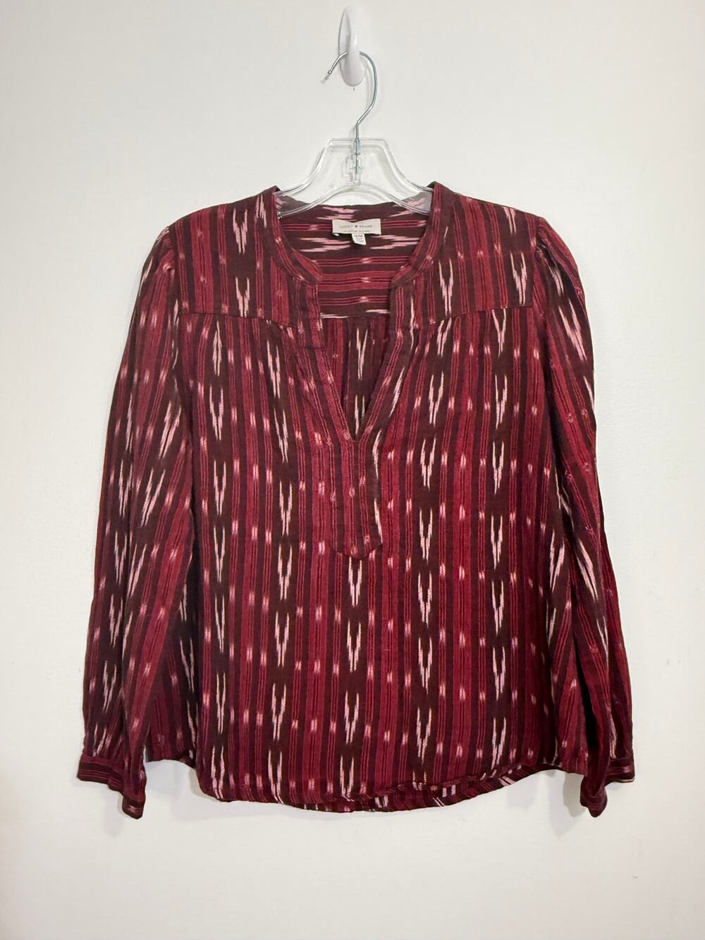 Lucky Brand Women’s Medium Boho Ikat Print Blouse | 100% Cotton